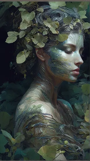Leonardo_Vision_XL_A_glitchy_dryad_an_ornamental_creature_with_0
